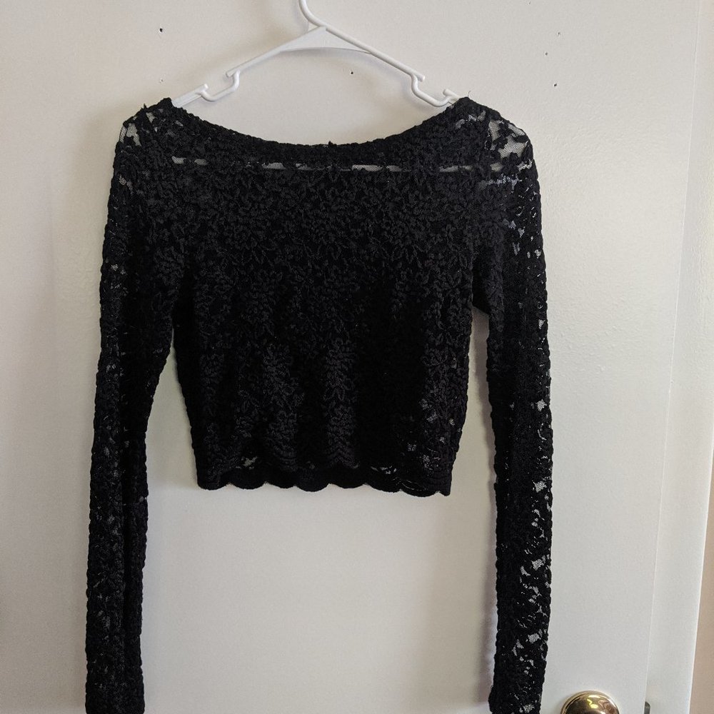 black lace crop top